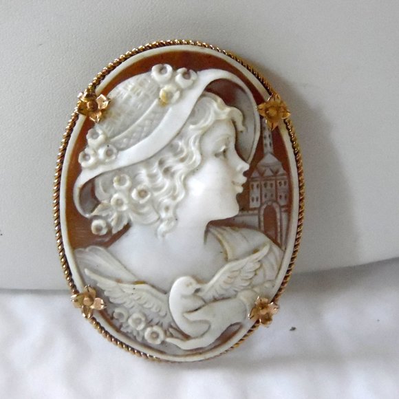 AMEDEO M&M Scognamiglio 14K Yellow Gold Sardonyx Cameo Pin - Picture 5 of 9
